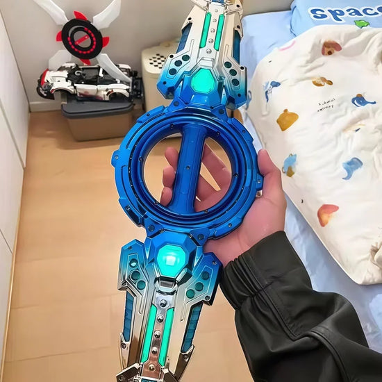 Double-ended lightsaber toy – Dual-Blade Light-Up Saber with Multiple Lighting Styles held in a hand.
